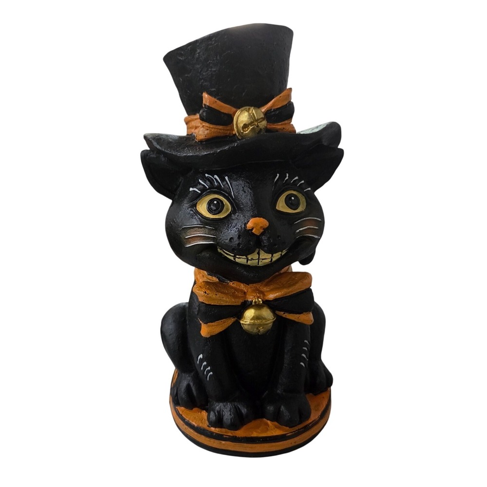 Johanna Parker Style Vintage Retro Black Cat‎ Figurine Resin Table Decor 10 inch